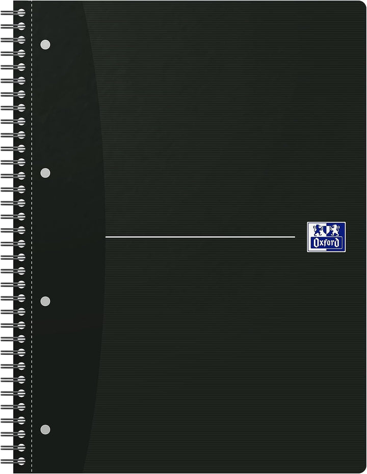 Oxford Collegeblock A4, kariert mit Rand 140 Seiten, smart black/schwarz, 5 Stück, kariert