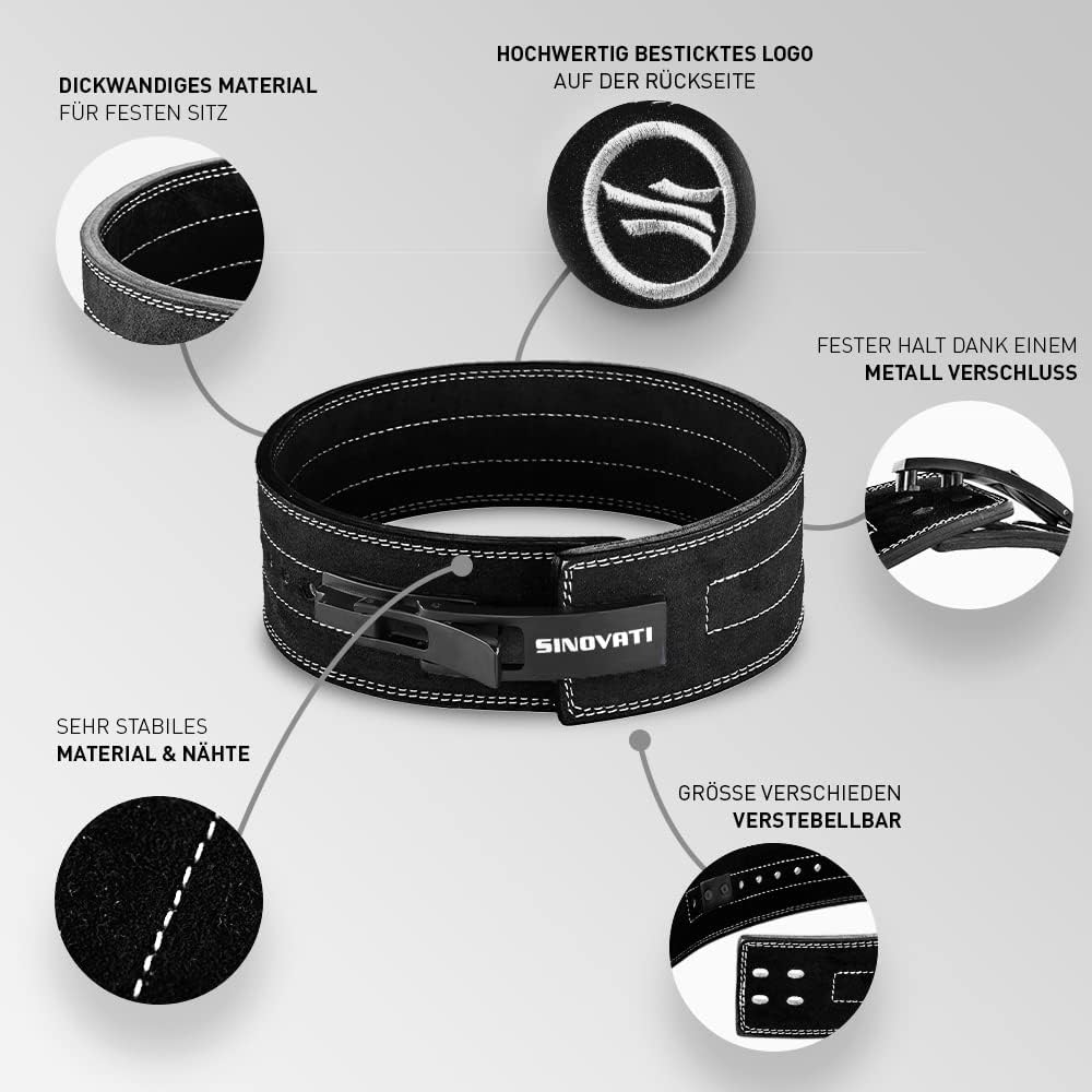 SINOVATI Premium Gewichthebergürtel KDK Gürtel aus Rindsleder mit Schnalle, Weightlifting Lever Belt