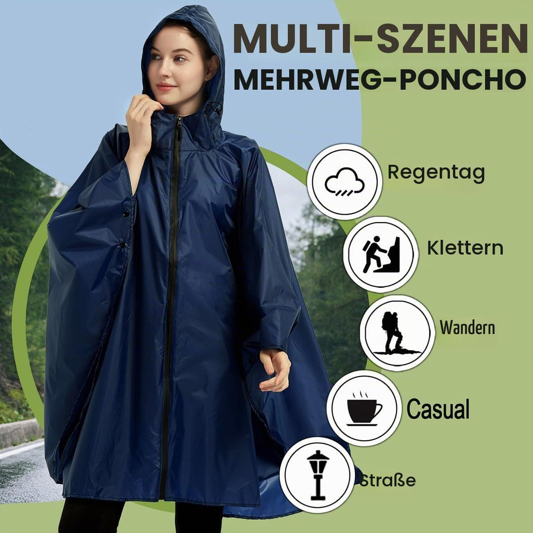 COLFEZY Crozylife Einheitsgrösse Unisex Wasserdichter Regenponcho mit Kapuze und Taschen Leichter tr