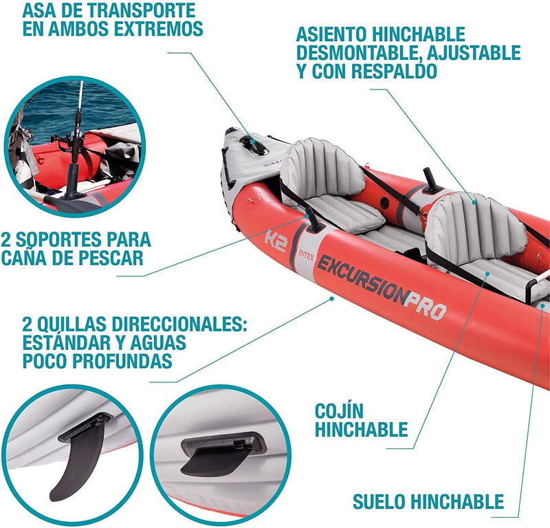 Intex - Aufblasbarer Kajak K2 Excursion Pro Kajak, K2 Excursion Pro Kajak