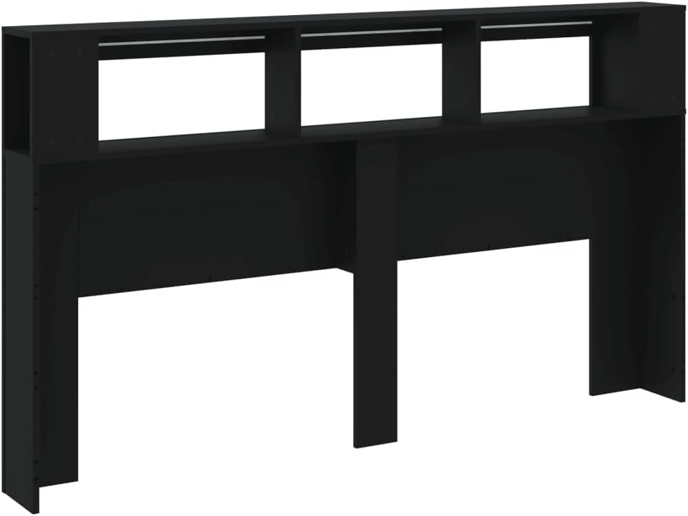 vidaXL LED-Kopfteil Schwarz 180x18,5x103,5 cm Holzwerkstoff