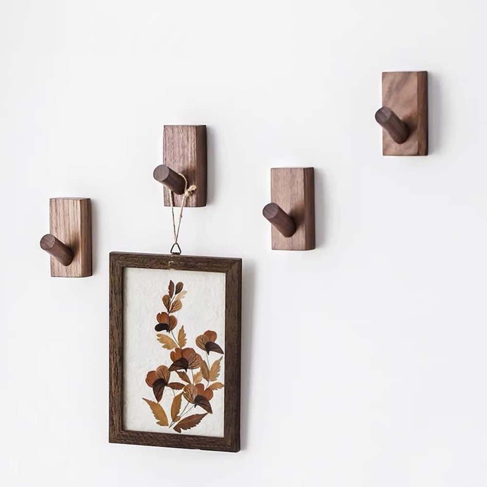 HomeDo 4Pack Selbstklebend Wandhaken Holz, Kleiderhaken, Dekorative Garderobenhaken, Vintage Gardero