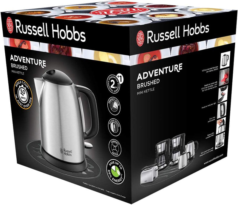 Russell Hobbs 1L kompakter Wasserkocher, schnell kochend, herausnehmbarer Kalkfilter, waschbar, sich