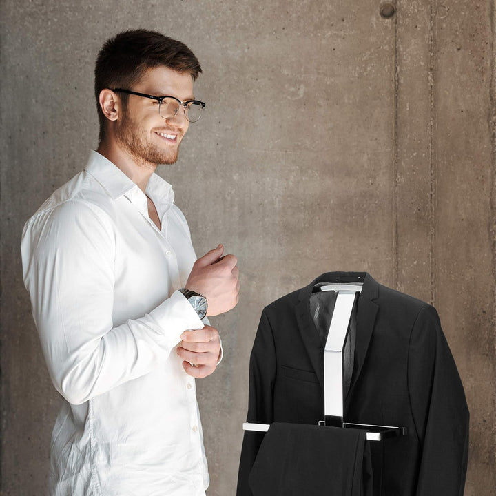 Relaxdays Herrendiener, Kleiderständer aus Metall, Stummer Diener freistehend, Kleiderbutler, HBT: c