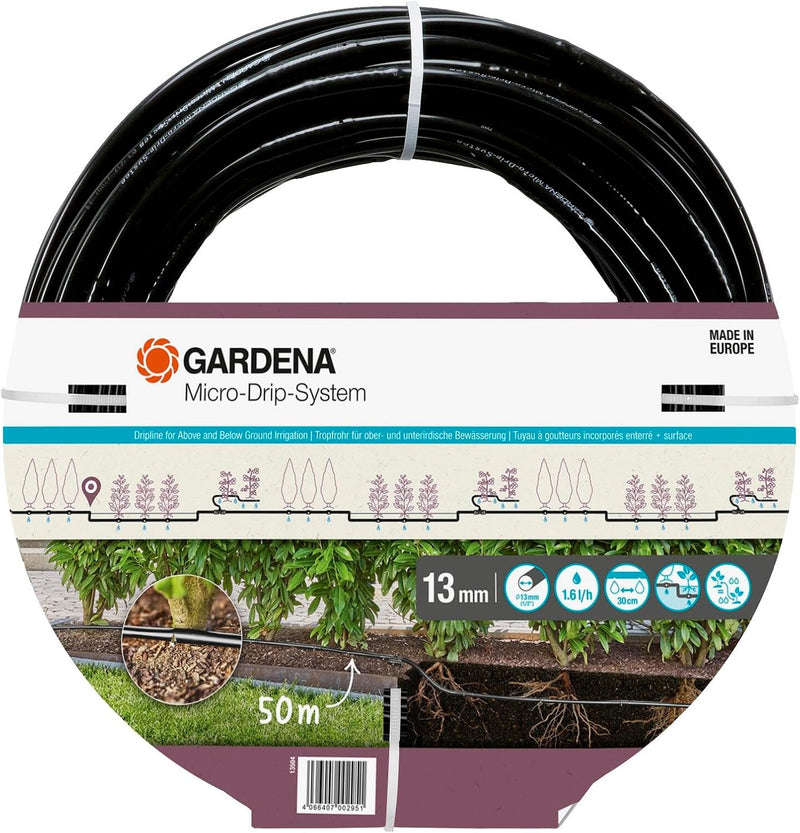 Gardena Micro-Drip-System Tropfrohr über & unter der Erde 50 m, Schwarz