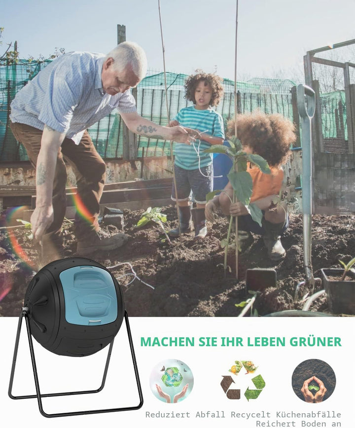 SQUEEZE master Multifunktionaler 130 Liter Tumbling Komposter für den Gartenabfall und Küchenabfälle