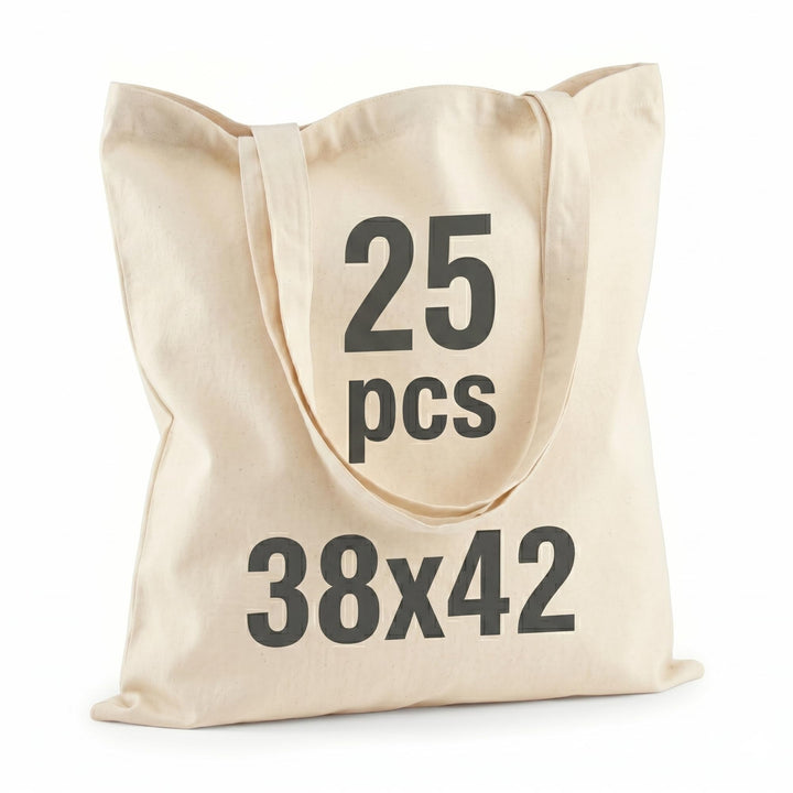 IDEA HOME-25 Stück Baumwolltasche 38x42cm- Jutebeutel Gross - Stoffbeutel Unbedruckt, Personalisieru