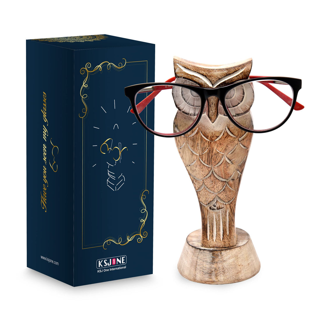 Einzigartiger Eulen-Brillenhalter aus Holz, Brillenständer, handgefertigt, Geschenk für Frauen und M