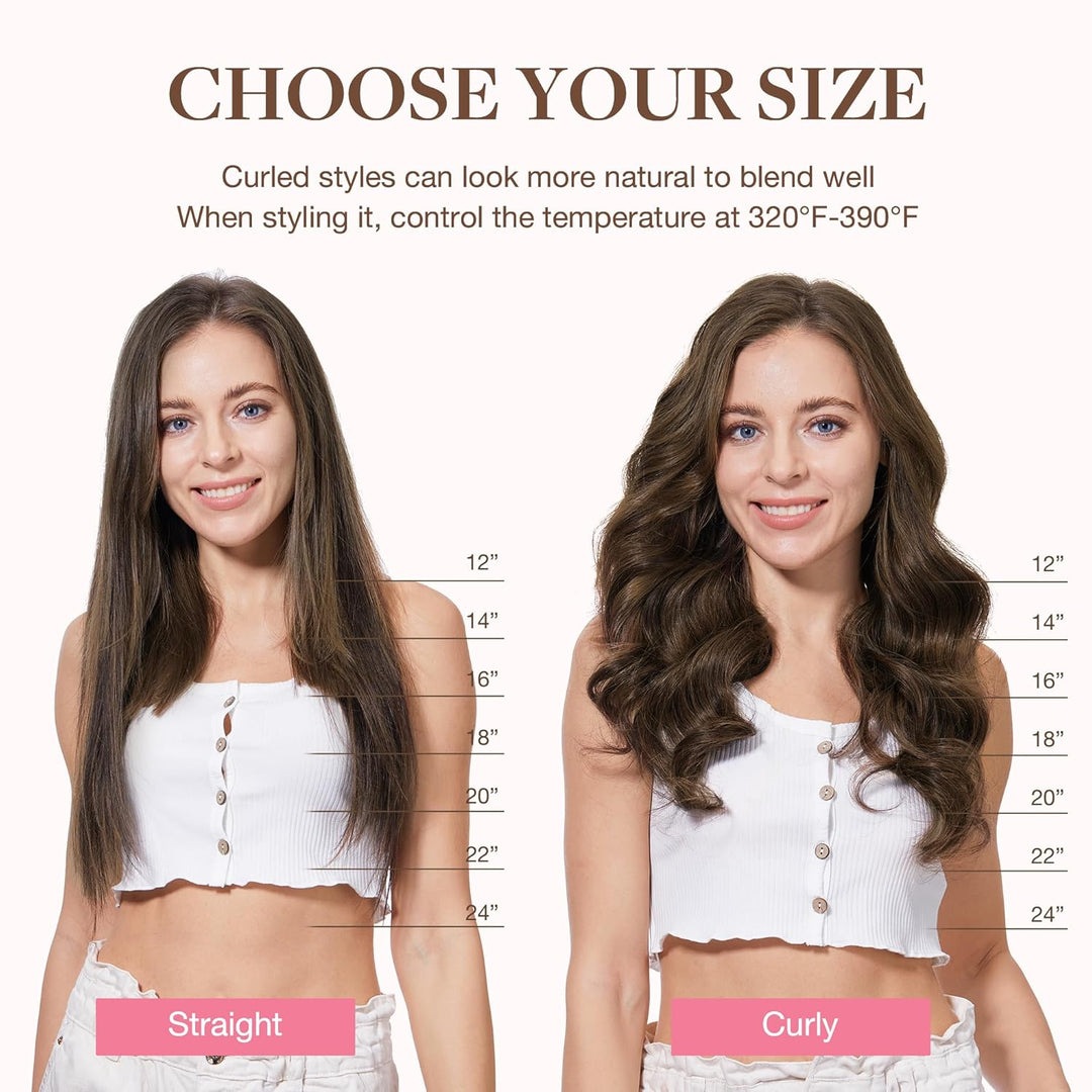 GOO GOO Clip in Extensions Echthaar, Echthaar Extensions Clip, 35cm 120g 7pcs, Extensions Echthaar,
