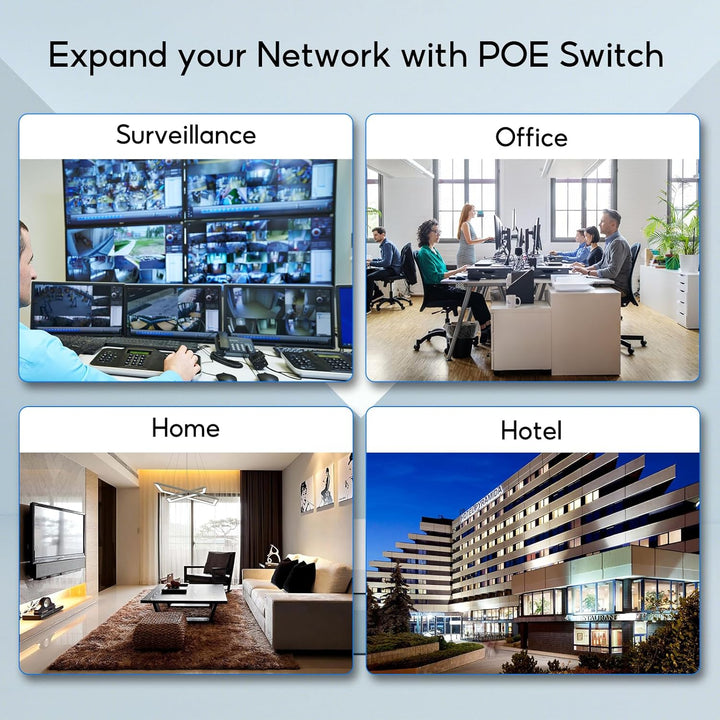 SODOLA 16-Port Gigabit PoE Switch mit 2 Uplink Gigabit Ports, 18-Port Unmanaged Ethernet PoE Switch