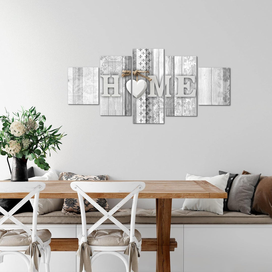 Runa Art Wandbilder Home Holzoptik 5 Teilig Bild auf Vlies Leinwand Deko Wohnzimmer Landhausstil Sch
