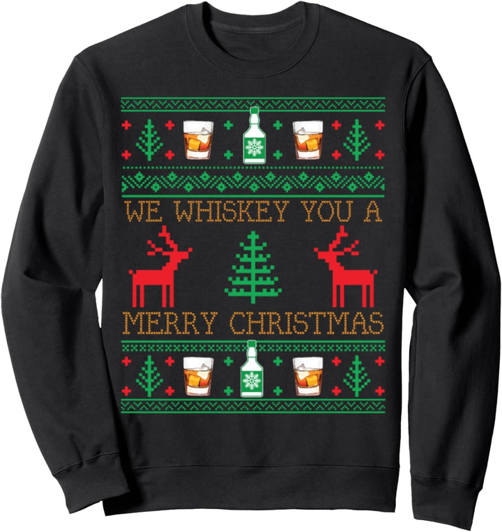 Lustiger Trinkender Whiskey Ugly Christmas Sweater Sweatshirt