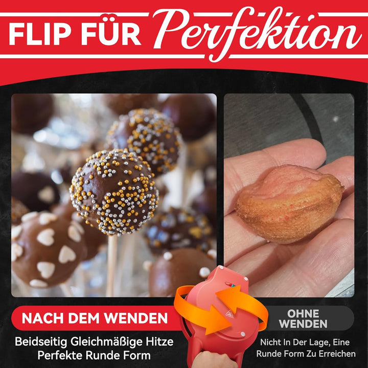 SugarWhisk Flip Cake Pop Maker - Stellen Sie 12 Cake Pops von 1,4 cm Durchmesser her, Keramikbeschic