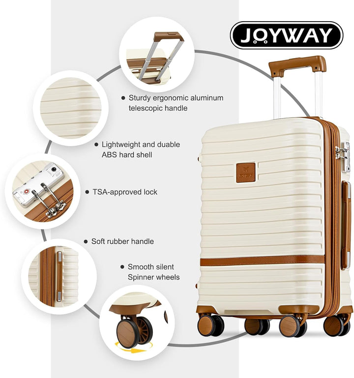 Joyway Gepäckset Weiss / Braun Carry-On 20-Inch, Weiss / Braun Carry-On 20-Inch