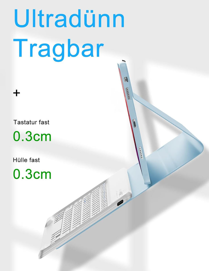 Tastatur Hülle für Lenovo Tab P12 12.7" 2023, QWERTZ Layout, Hülle Tastatur mit Magnetisch Abnehmbar