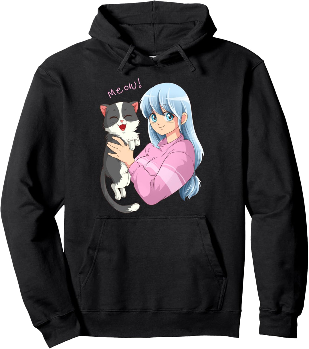 Anime Neko Katzen Mädchen I Pastell Kawaii Anime Girl Pullover Hoodie