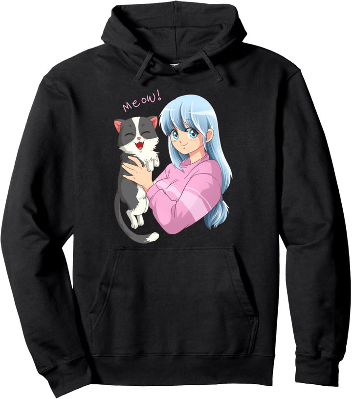 Anime Neko Katzen Mädchen I Pastell Kawaii Anime Girl Pullover Hoodie