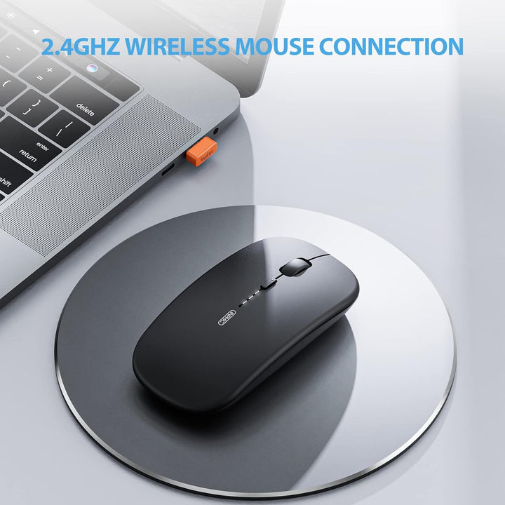 inphic Maus Kabellose wiederaufladbar, Ultra Slim 2.4G Leise Funkmaus Optische Computermaus 2400 DPI