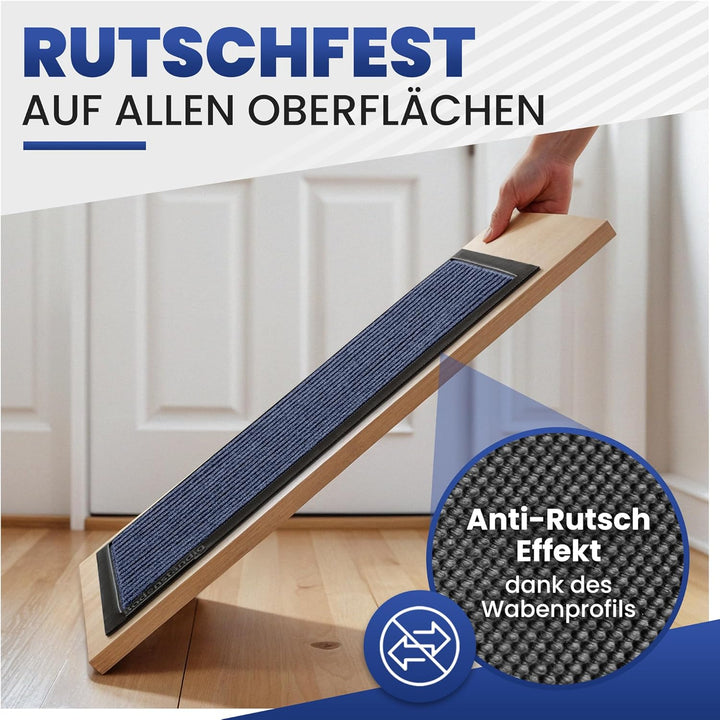 Fussmatte aussen - extrem rutschfest & langlebig - Fussabtreter aussenbereich grau blau 40x60 cm - T