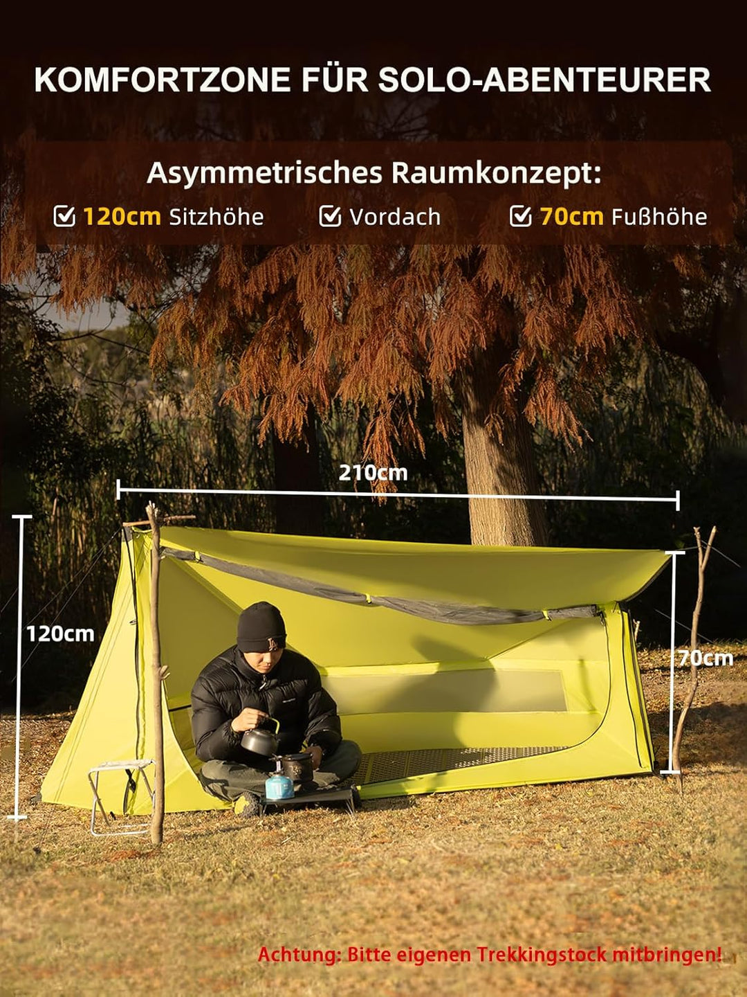TOMOUNT Ultraleichte Nylon Trekking Shelter EIN-Mann Zelt Kleine Packungsgrösse Zeltbahn, 4 Saison W