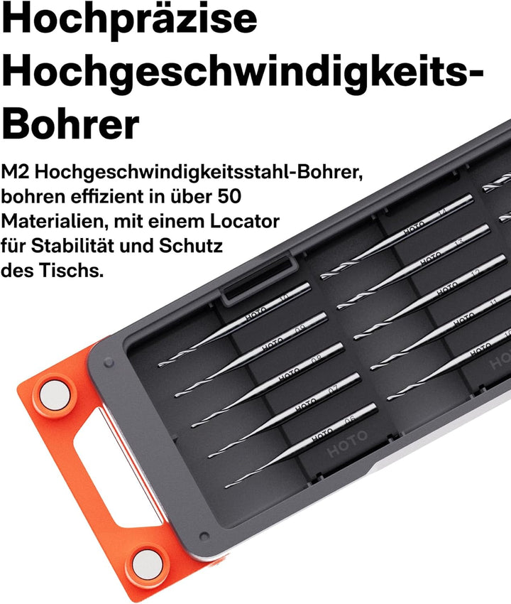 HOTO SNAPBLOQ™ D - A03 Mini - Bohrmaschine: USB - C - ladbar, dreistufige Drehzahl, mit 20 Bohrerbit