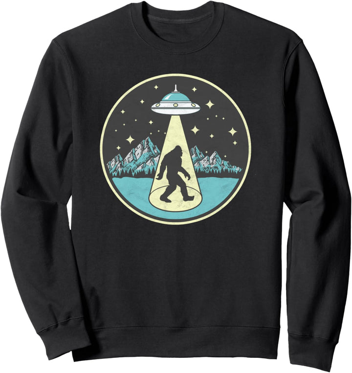 Bigfoot Abduction! Vintage Sasquatch & UFO Alien Graphic Sweatshirt