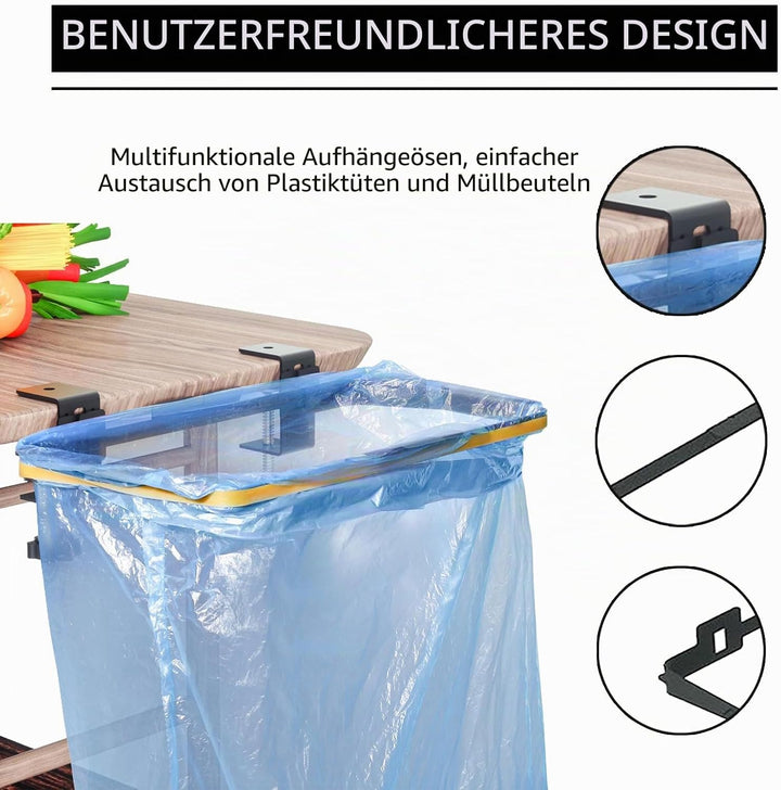 Müllsackständer, Tragbare Mülleimer aus Edelstahl, Müllsackhalter für Schränke, Müllbeutelhalter zum