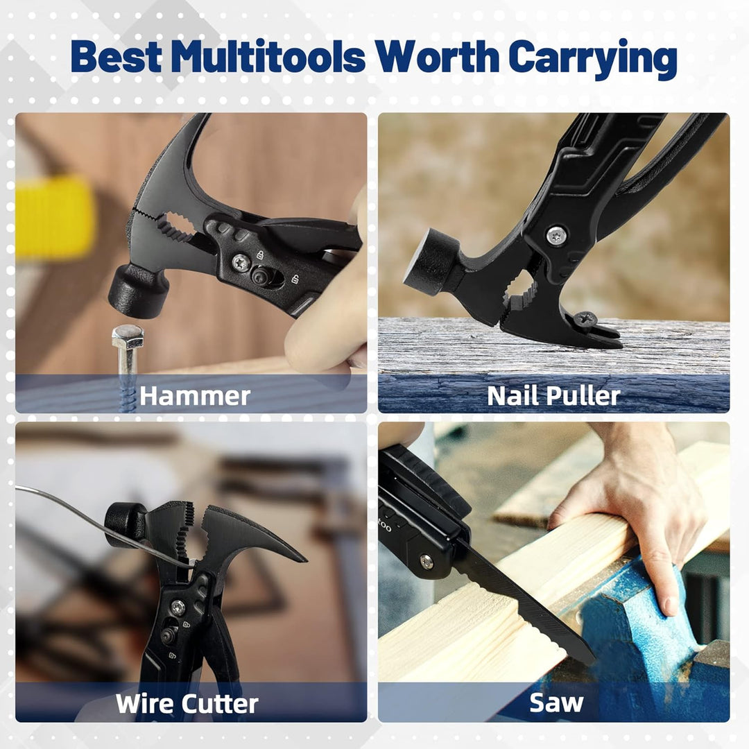 Zune Lotoo Multitool Camping Hammer, 14 in 1 Tragbares Multitool Werkzeug aus Edelstahl, Survival Mu