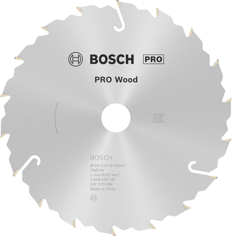 Bosch 1x PRO Wood Kreissägeblatt für Akku-Handkreissägen (für Weichholz, Hartholz, Ø mm, Professiona