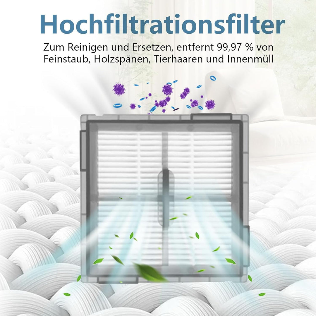 Zubehör für Roborock Q10 S5+/ Q10 S5 Staubsauger, 2 Hauptbürste, 6 Wischtücher, 6 Filter, 6 Seitenbü