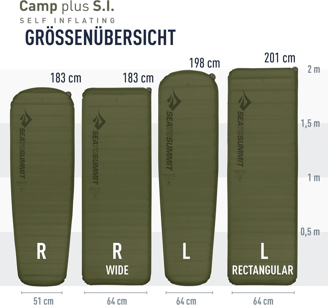 SEA TO SUMMIT - Camp Plus Self Inflating Isomatte Large - Dicke & warme Schlafmatte - Reparatur-Kit