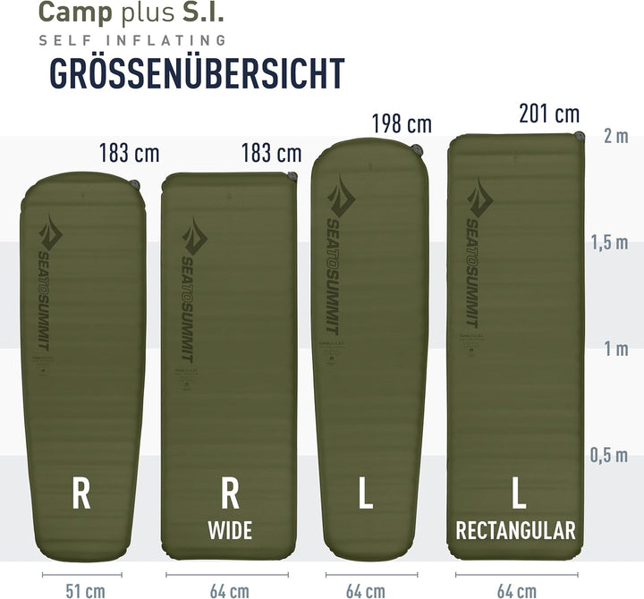 SEA TO SUMMIT - Camp Plus Self Inflating Isomatte Large - Dicke & warme Schlafmatte - Reparatur-Kit