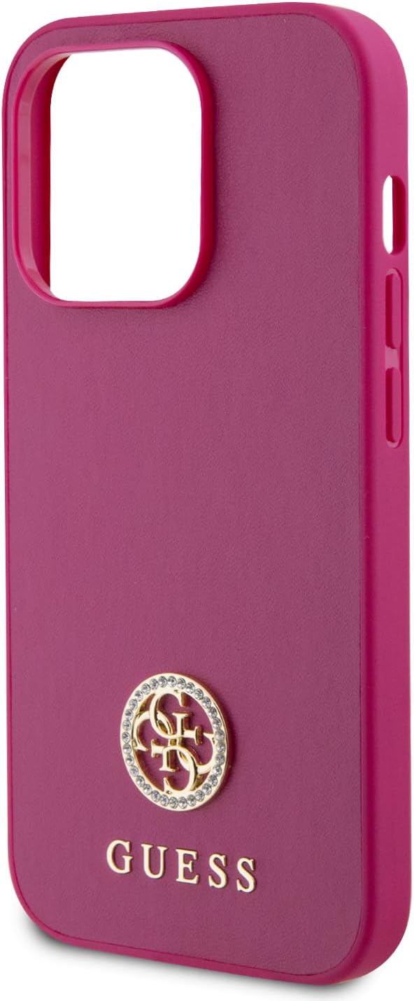 CG MOBILE Guess PU Metal 4G Strass Hülle für iPhone 15 Pro Max (Pink) rose, rose