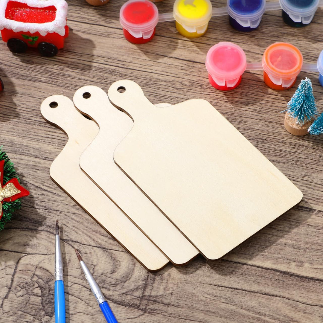 Operitacx Mini-Schneidebretter zum Basteln, unlackierte Holzbretter mit Griff, blanko Holzbretter, P