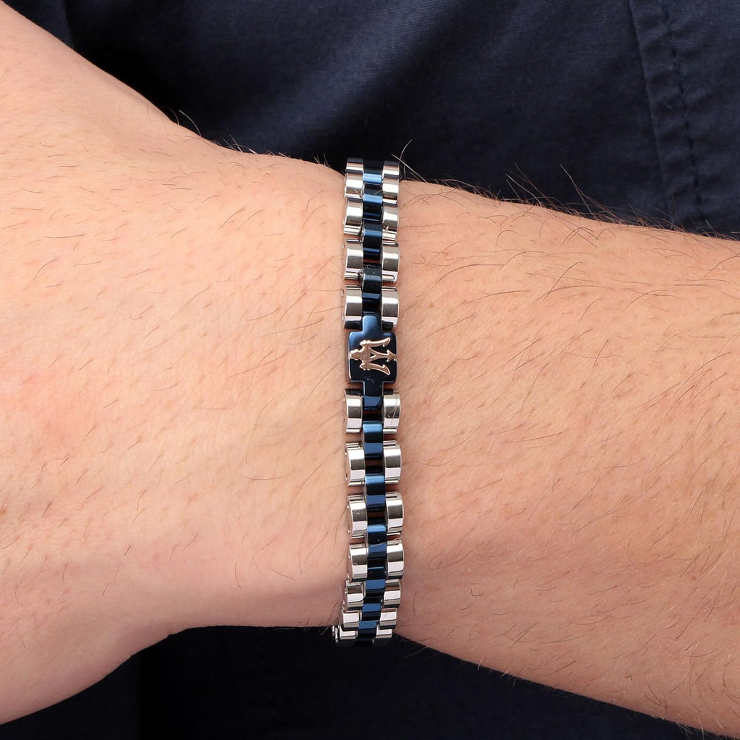 Maserati Jewels Herrenarmband, 21 cm, aus Edelstahl, PVD - JM320AST08, Blau