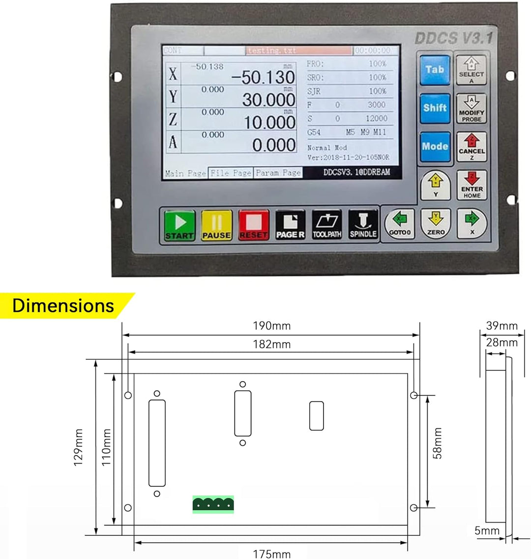 RATTMMOTOR DDCS V3.1 CNC controller,cnc offline controller 4 Achsen 500kHz CNC-Steuerung + 100PPR MP