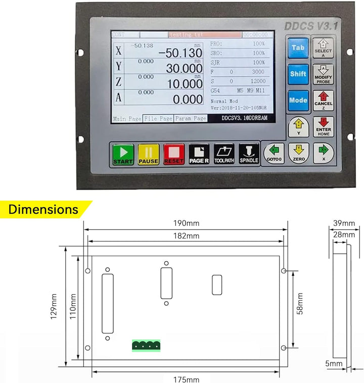 RATTMMOTOR DDCS V3.1 CNC controller,cnc offline controller 4 Achsen 500kHz CNC-Steuerung + 100PPR MP