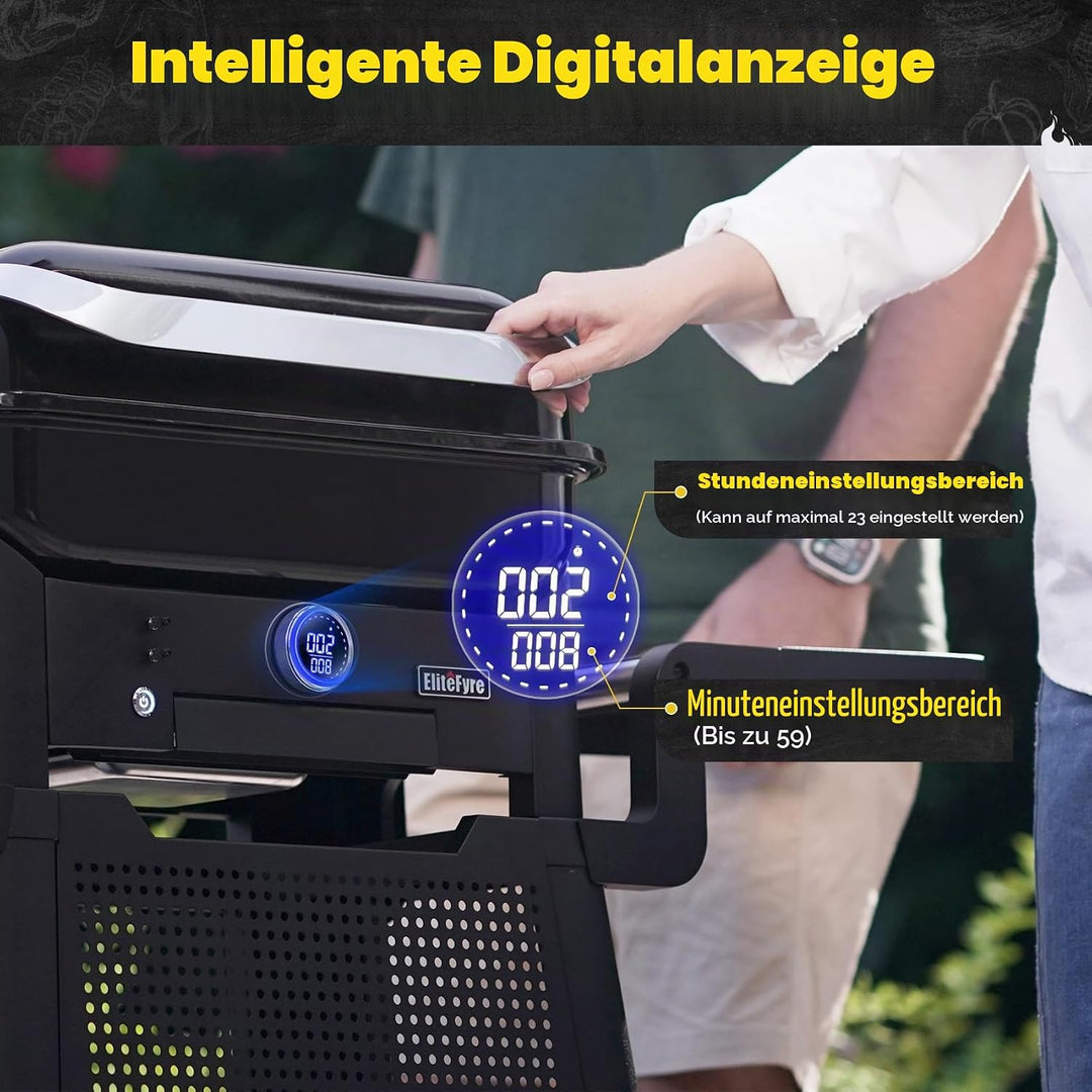 Volteq Smart Elektrogrill, 343°C Profi-Hitze in 20 Min, Tischgrill mit Fleischsonde &amp; LED-Display, 1
