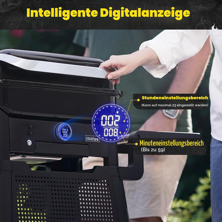 Volteq Smart Elektrogrill, 343°C Profi-Hitze in 20 Min, Tischgrill mit Fleischsonde &amp; LED-Display, 1