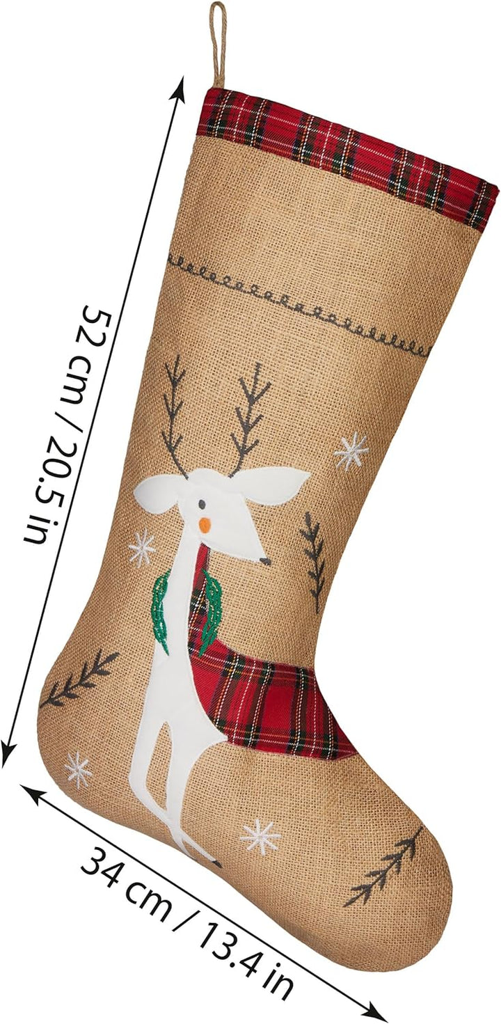 BRUBAKER 3er Set Weihnachtsstrümpfe zum Befüllen und Aufhängen - Rentiere und Eisbär - 52 cm grosse