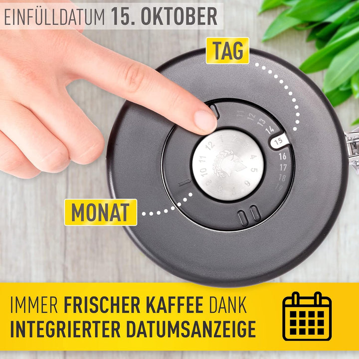 BaristaSoul Barista Legends® Kaffeedose luftdicht 500g Silber - Kaffeebohnen Behälter für den Aromas