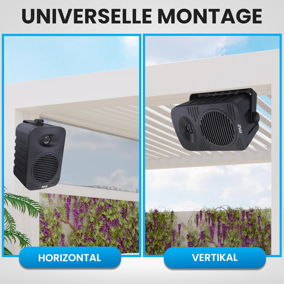 Pyle Lautsprecher Set Outdoor Indoor – 300W 4” 2-Wege Boxen wasserdicht Full Range Stereo Sound, Wet