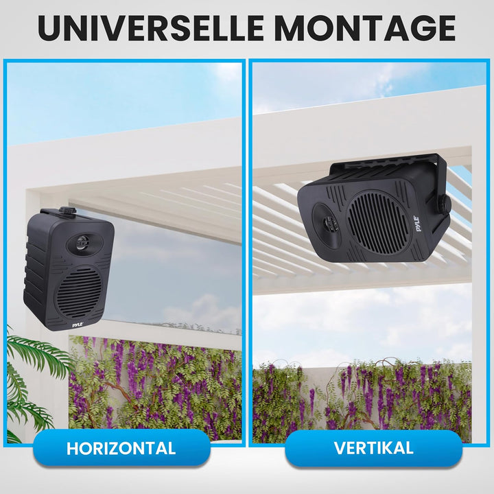 Pyle Lautsprecher Set Outdoor Indoor – 300W 4” 2-Wege Boxen wasserdicht Full Range Stereo Sound, Wet