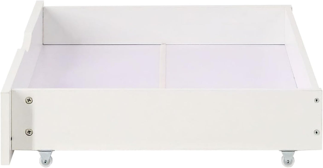 Homestyle4u Bettkasten 2er Set Holz Aufbewahrung mit Rollen, Bett Schublade Bettauszug Weiss