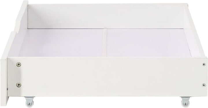Homestyle4u Bettkasten 2er Set Holz Aufbewahrung mit Rollen, Bett Schublade Bettauszug Weiss