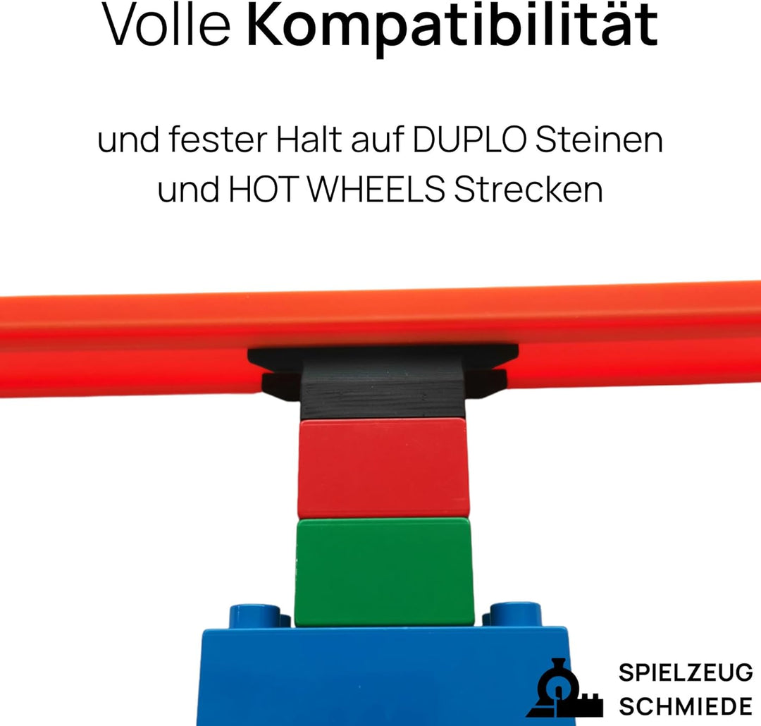 Adapter Set kompatibel mit HOT Wheels Tracks & LEGO DUPLO Steine - 8 Adapter (6 starr, 2 beweglich)