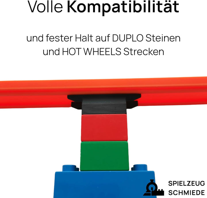 Adapter Set kompatibel mit HOT Wheels Tracks & LEGO DUPLO Steine - 8 Adapter (6 starr, 2 beweglich)