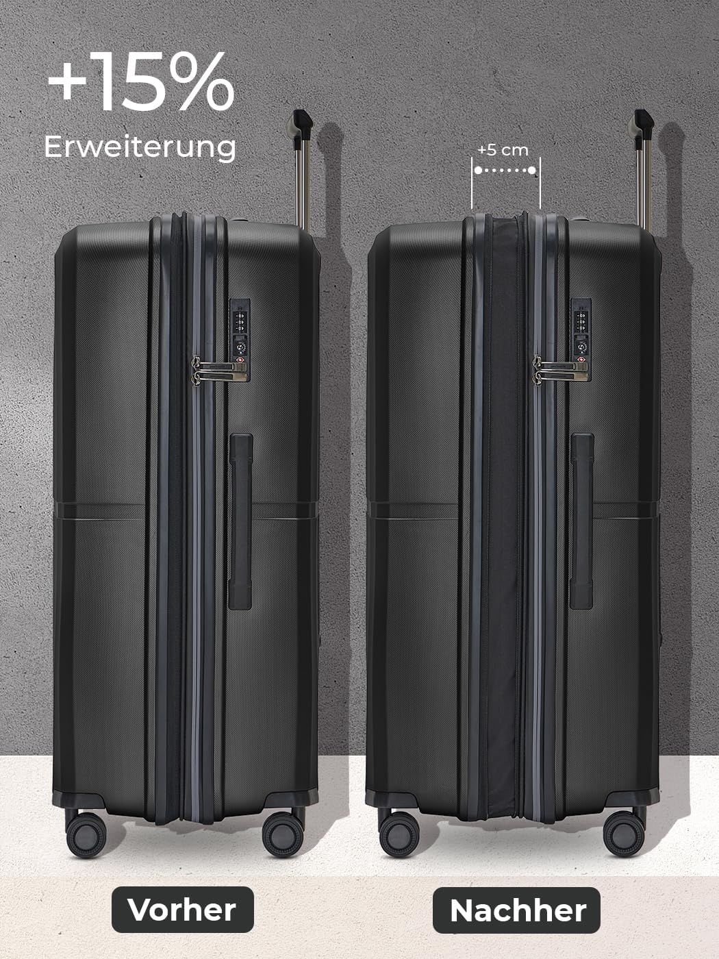 Pactastic Ultraleicht Hartschalen Check-in Koffer | Grosser XL Trolley 50 x 32 x 76 cm | von 101 Lit