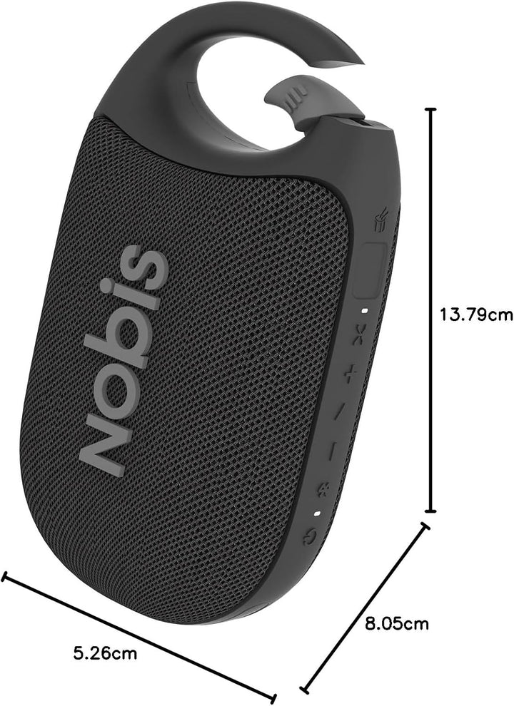 NOBIS Clip N1 Tragbarer Bluetooth Lautsprecher mit App, Beat-Modus, bis zu 24 Stunden Spielzeit, IP6