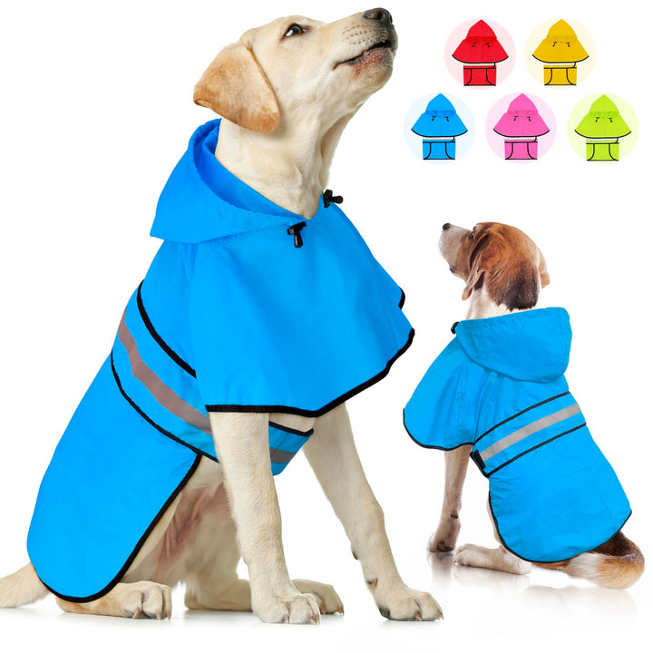 Weesiber Hunderegenmantel, Reflektierender Hund Regenmantel mit Leinenloch, wasserdichte Regenjacke